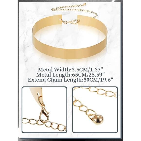 Geyoga Gold Belts 2 PCS Metal Belt Gold Metal Polished Dress Belt Shinny Mirror